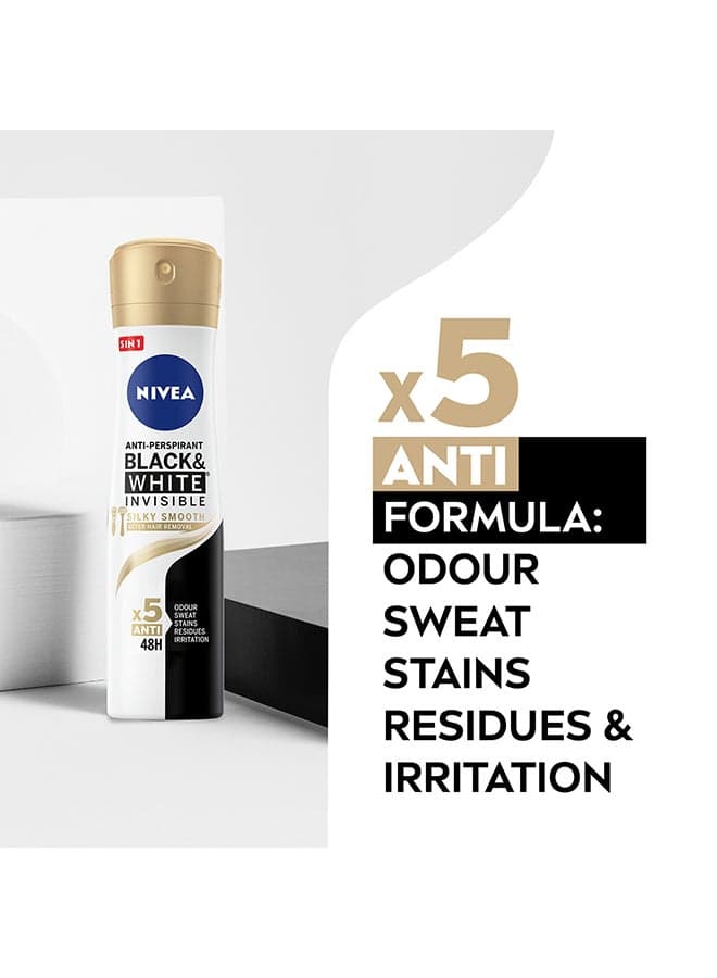 Black And White Invisible Silky Smooth, Antiperspirant Spray For Women 150ml (4)
