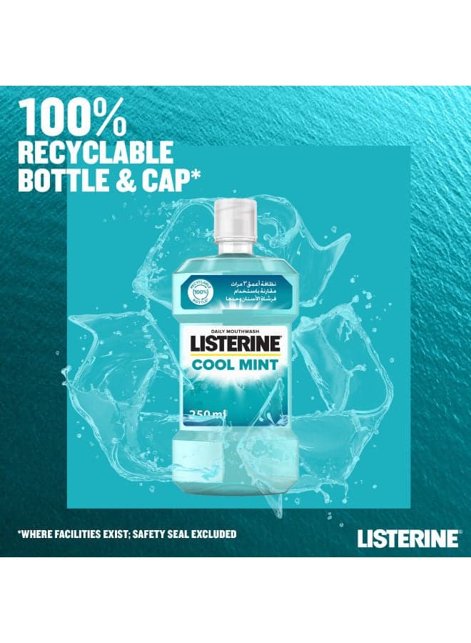 Listerine Mouthwash, Cool Mint, Clear 250ml (٥)