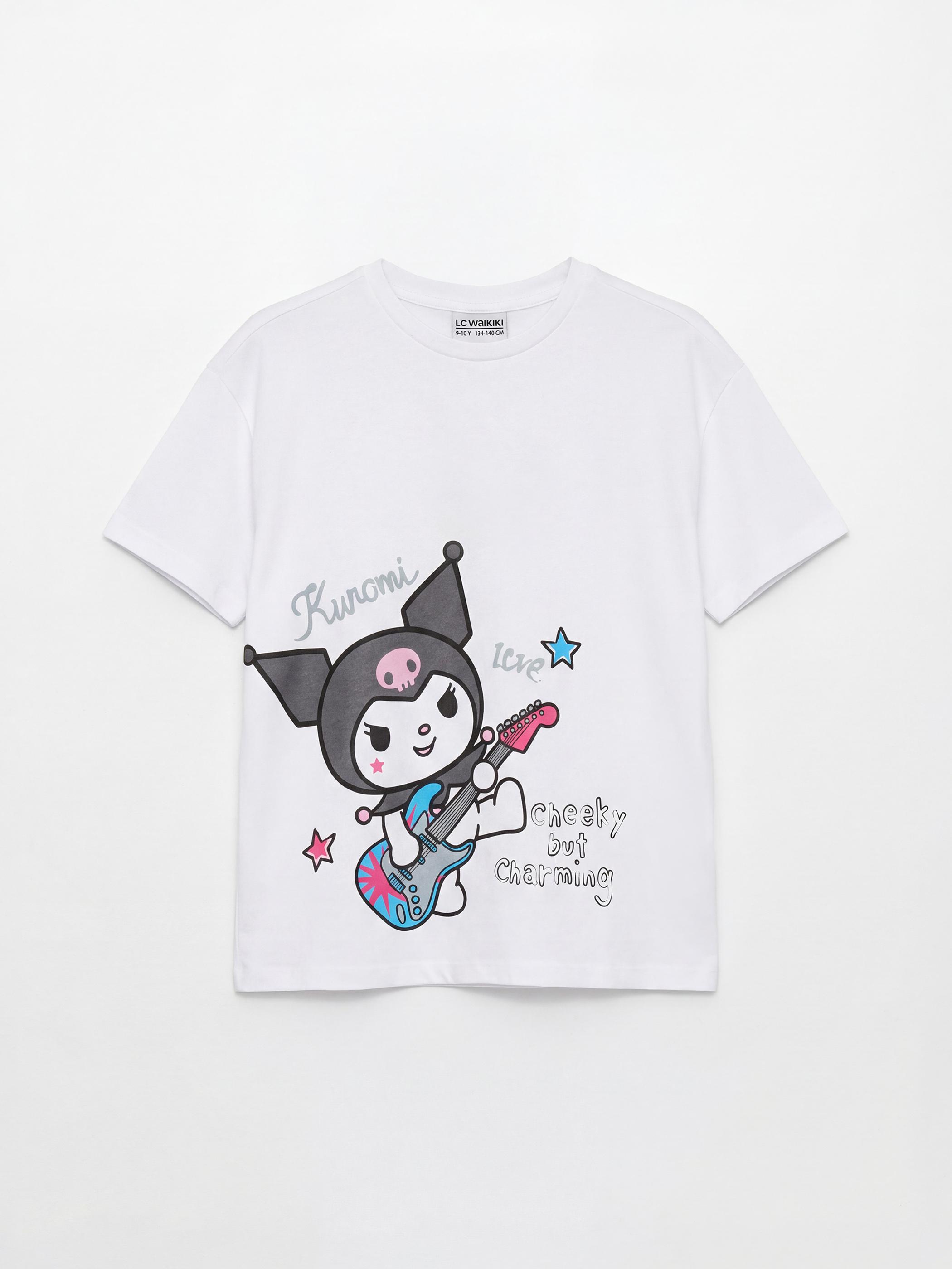 Crew Neck Kuromi Printed Girls' T-Shirt