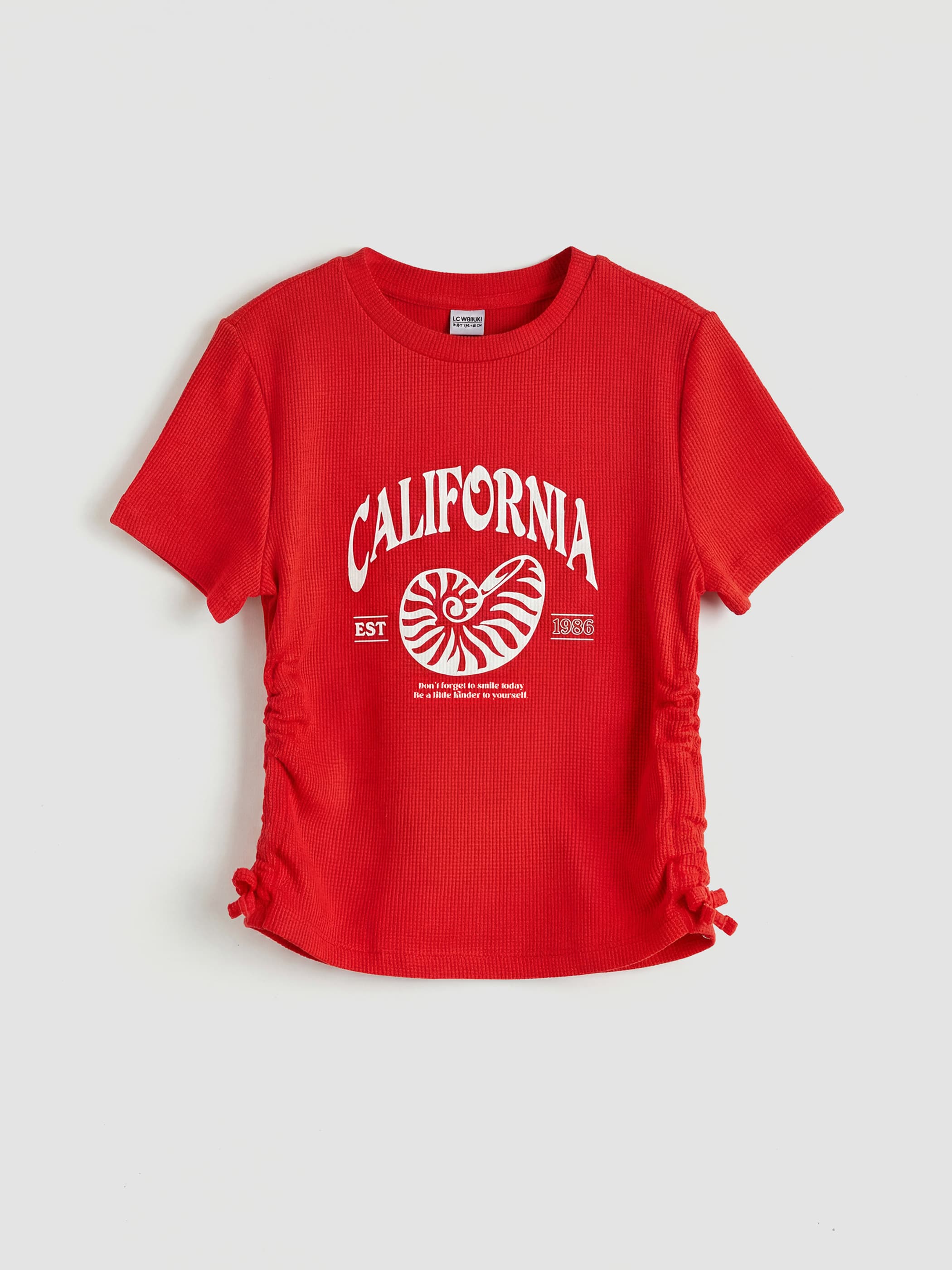 Crew Neck California Printed Girls' T-Shirt