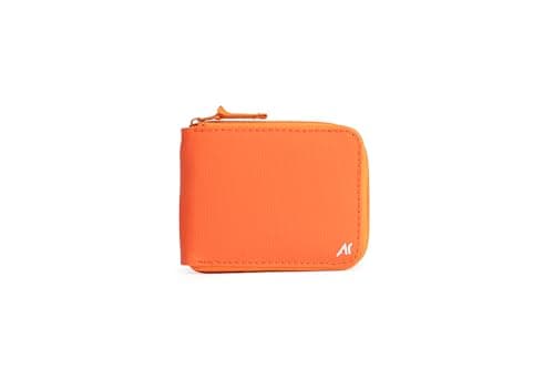 AR Z Pro by Arij Bags | Water Resistant Zipper Wallet - Holds up to 11 Cards, Secure Zip Closure, Cash Compartment, Slim Design for Daily Use (Orange)