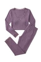 طقم قطن ليكرا تقيل حريمي – ملابس شتوية مريحة بخامة مرنة للمنزل والراحة AB Base layer apparel set