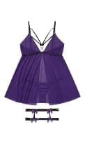 Women's Mesh Camisole Babydoll Lingerie Set - Tulle - Plus Size Plus Size