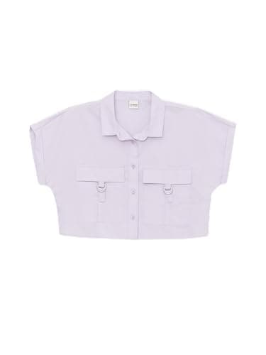 LC WAIKIKI Basic Short Sleeve Girls' Crop Shirt, 7-8 Years - Lilac - S4Dg05Z4-G2N-1