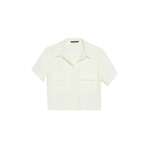 DeFacto Womens Smart Casual Cropped Fit Shirt Neck Short Sleeve Woven Top Short Sleeve Shirt Short (pack of 1)