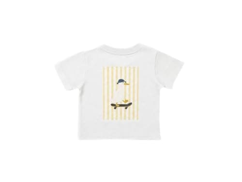 Kids White Boxy Duck T-Shirt Ages 2-3 Years Small | Duck Graphic Print, Boxy Fit, Chest Pocket Design, Toddler Boys, Casual Wear