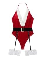 Women's Christmas Lingerie Plush Suspenders - Festive Design - One Size