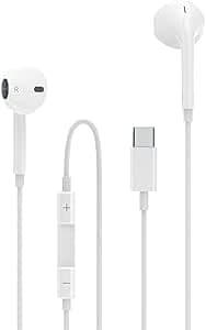 Headphones with USB C Connector with Volume Control and Microphone Direct - White (Type-C), In Ear