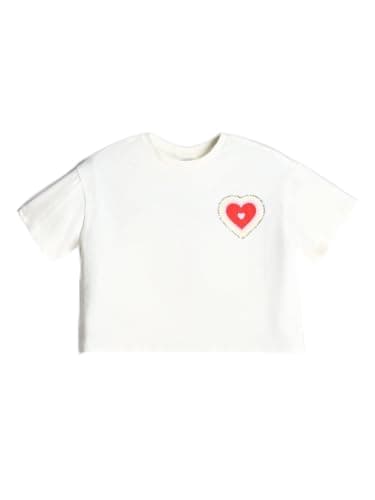 LC WAIKIKI Crew Neck Printed Girls' Crop T Shirt, 12-13 Years - Ecru