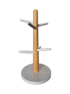 Wooden Mug Holder with Base | Practical Cup Organizer | Available in White and Black NE Storage hook