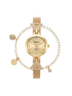 Women's Gold Bracelet Watch Set – Fashion Design | Solid Color and Comfortable to Wear