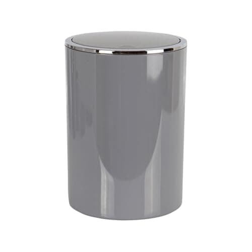 6 Liter Acrylic Swing-Lid Waste Bin Compact Indoor Trash Can for Bathroom Bedroom Office Kitchen – 25.5 × 18.5 cm (Grey)