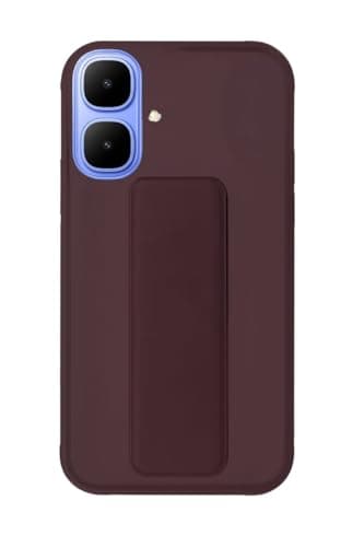Back Cover Stand Case FOR INFINIX SMART10 Magnetic Car Holder Soft Silicone Horizontal & Vertical Kickstand Cover Wrist Strap Full protection Anti Fingerprint Case (RED WINE)