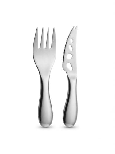 Stainless Steel Cheese Knife and Fork Serving Set, 2 Pieces
