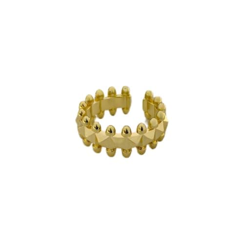 3 Diamonds 292474661779642 Bold Gold-Plated Spike Design Ring For Women – Statement Piece-1