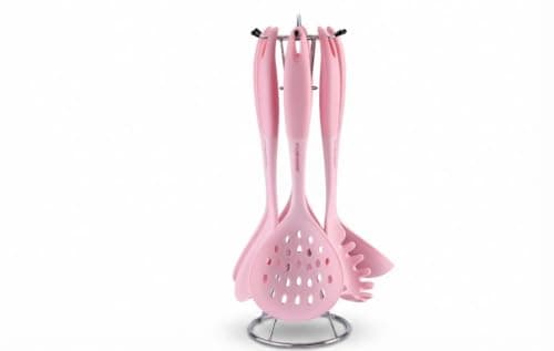 ARSHIA 3007 7-Piece Silicone Kitchen Utensil Set with Heat-Resistant Cooking Tools, Ergonomic Handles, Durable Non-Scratch Design for Everyday Cooking and Baking - Pink Food spatula