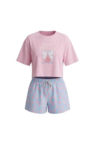 WOMEN SS OVERSIZE CROPPED T-SHIRT WITH WIDE-LEG SHORT BALLERINA M