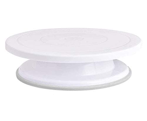 Laprex Plastic Cake Tools Decorating 360 Round Easy Rotate Turntable Revolving Cake Decorating Turntable Stand, 28cm, White Tray