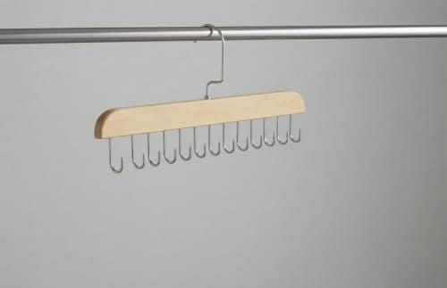 Multi-purpose Wooden Hanger with 8 Movable Stainless Steel Hooks Wall Mounted Space Saving Storage Rack Easy Adhesive Installation Double Sided Tape