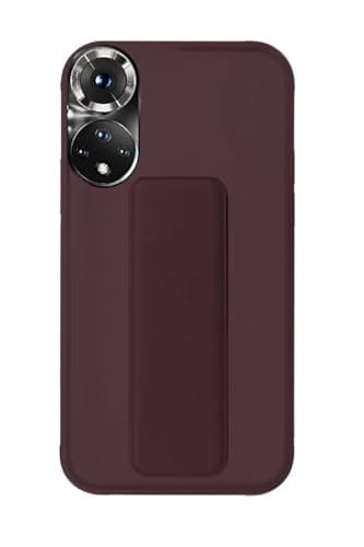 Back Cover Stand Case FOR NOVA 9SE Magnetic Car Holder Soft Silicone Horizontal & Vertical Kickstand Cover Wrist Strap Full protection Anti Fingerprint Case (RED WINE) Cellular phone case