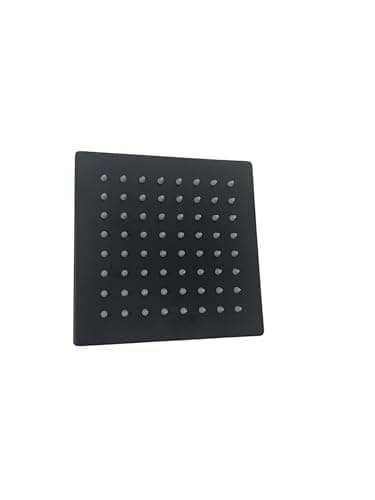Rain Shower Head, Square, Matte Black, Ceiling Mount, Stainless Steel, High Pressure Rainfall (15 CM)