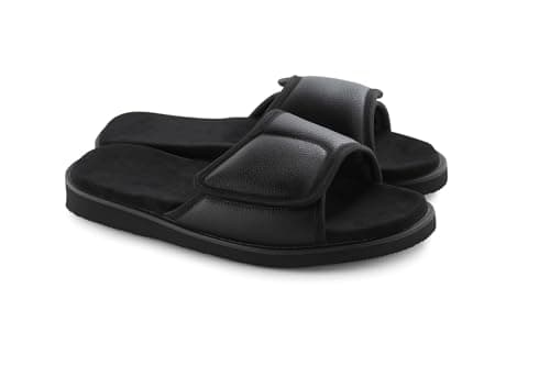 Max Comfort Medical Slippers for Diabetics & Swelling of the Feet - Slip On Comfortable Cushioning - Black (Black, 39)