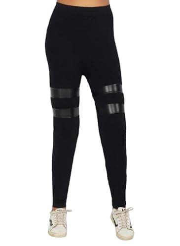MEZA Women's Stretch Leggings, Exclusive New Leather Design, Wrinkle & Shrinkage Resistance, High Waist, Enhances Body Shape, Suitable for Gym and Daily Use Pants