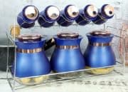 طقم توابل 8 قطعة ازرق مدور باستاند هابى هوم Food storage container