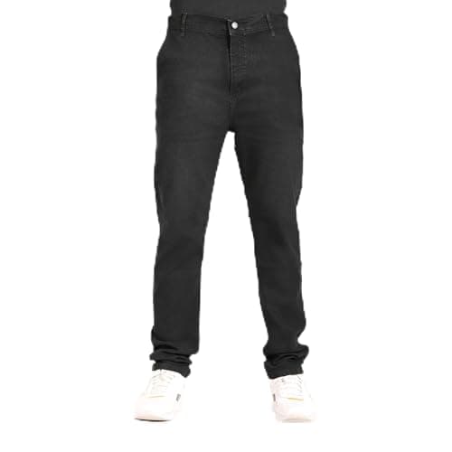 بنطلون جينز بأرجل واسعة للرجال قصة مريح بسوسته ، قصة كلاسيكي Pants