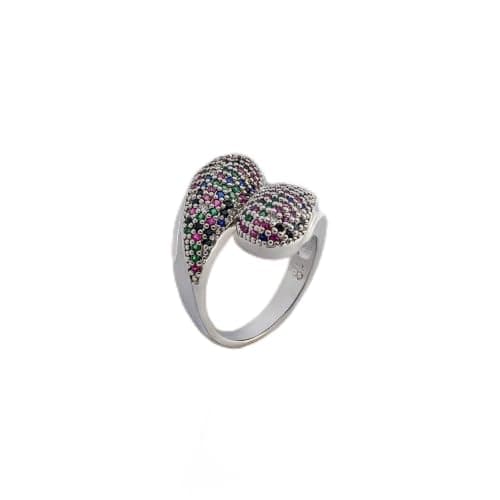 3 Diamonds 292474661779144 Platinum Plated Ring for Women with Zircon Stone - Silver