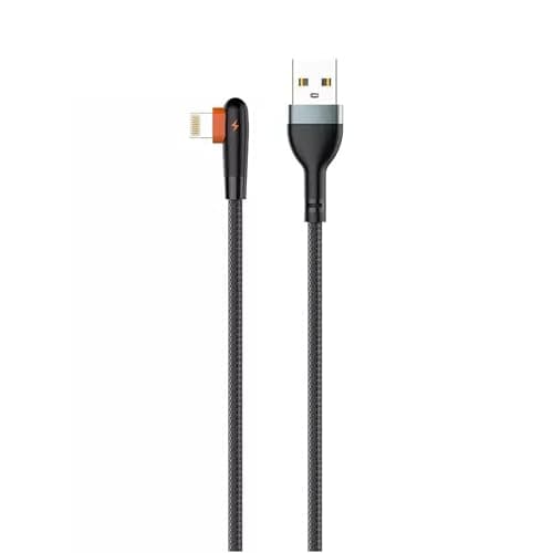 LDNIO LS561 Lightning 2.4A Fast charging 90-degree angle Elbow Data Cable 1M Length - Black-Orange Electronic cable