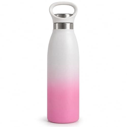500ml 304 Stainless Steel Thermal Water Bottle, Hot & Cold Vacuum Insulated Water Bottle, Gradient Color Gradient Design with Carabiner Lid for Work, College, Gym, Travel - Pink