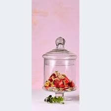 Generic One-Piece 23 cm glass candy jar with lid and base, perfect for storing sweets and nuts in style, adding a classy touch to your kitchen or table.