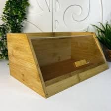 Wooden Basket - Practical Bread Box Bakery Organizer Kitchen Countertop Organizer AM Storage box