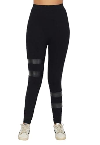 MEZA Women's Stretch Leggings, Exclusive New Leather Design, Wrinkle & Shrinkage Resistance, High Waist, Enhances Body Shape, Suitable for Gym and Daily Use Pants
