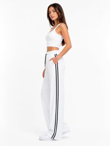 CAESAR Womens Women's wide-leg trousers featuring linear designs Women's wide-leg trousers featuring linear designs Outerwear