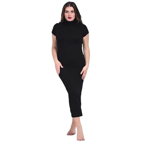 Comodo womens Half Sleeves Long Dress With High Neck Base Layer (pack of 1)