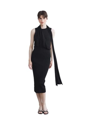 LC WAIKIKI Woman Crew Neck Scarfed Knitwear Dress