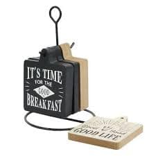 Wood Coaster with Black Metal Holder – Coaster for Table Protection & Dining Organization – Practical Cup Holder for Serving & Hospitality | N