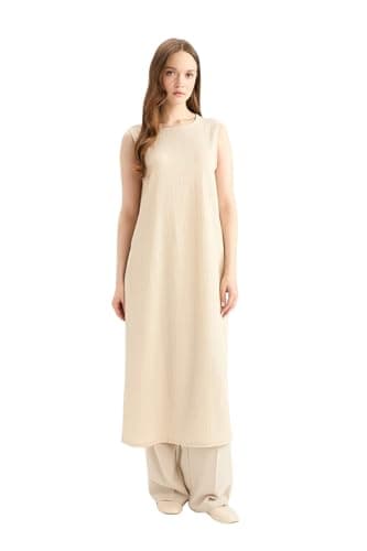 DeFacto womens CNS Regular Fit C Neck Sleeveless Dress & Skirt Long Sleeve Woven Dress Dress (pack of 1)