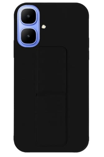 Back Cover Stand Case FOR INFINIX SMART10 Magnetic Car Holder Soft Silicone Horizontal & Vertical Kickstand Cover Wrist Strap Full protection Anti Fingerprint Case (Black)