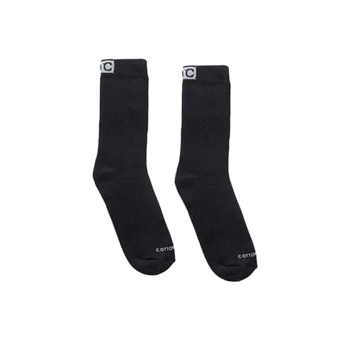 Cottonil Pack of 2 Full Towel Cushion Cotton Crew Sport Socks, Plain Color, Athletic Comfort Fit