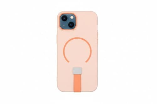 Magnetic TPU Soft Matte Back Cover Support For Iphone 15 With Silicone Strap, Soft Silicone Back Cover For Iphone 15, Shockproof Case (Pink) Cellular phone case