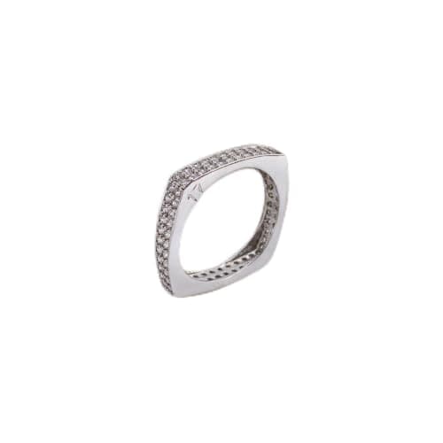 3 Diamonds 292474661779141 Debla Ring Platinum Plated for Women with Zircon Stone - Silver