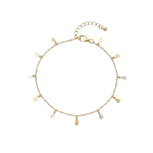 Gold-Tone Chain Bracelet with Teardrop Charms, Adjustable Lobster Clasp, Dainty Style- Mg_cg300