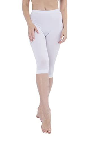 CARINA Womens Elastic-Waistband Solid Cropped Thermal Leggings Pants