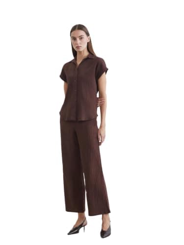 LC WAIKIKI Woman Elastic Waist Textured Muslin Women's Trousers