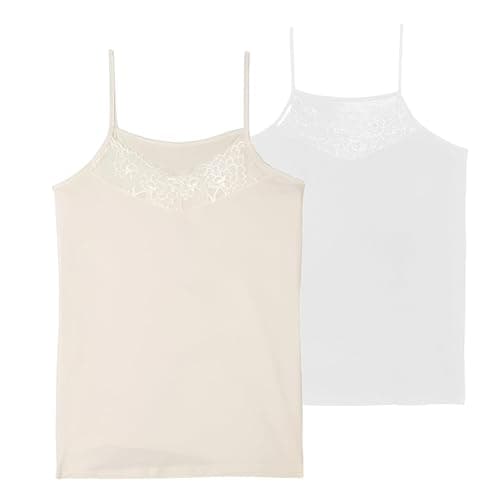 Dahab Womens Set Of 2 Pieces Plain Spaghetti Straps Undershirt Base Layer Top Undergarment slip