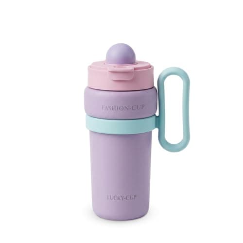 Vacuum Cup 900ml - Stainless Steel Double-Walled Travel Mug with Straw Lid & Handle, Leak Proof for Hot and Cold Drinks, BPA-Free, Portable for Office, Gym, Travel & Car Use, F-1544 (Purple)