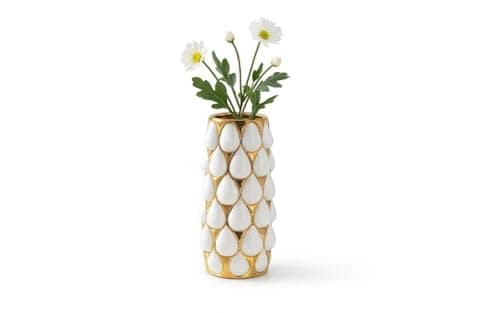 Home Care WA-1138 Babyliss Gold & White Vase (Large) Luxury Decorative Vase with Elegant Gold and White Contrast for Sophisticated Spaces